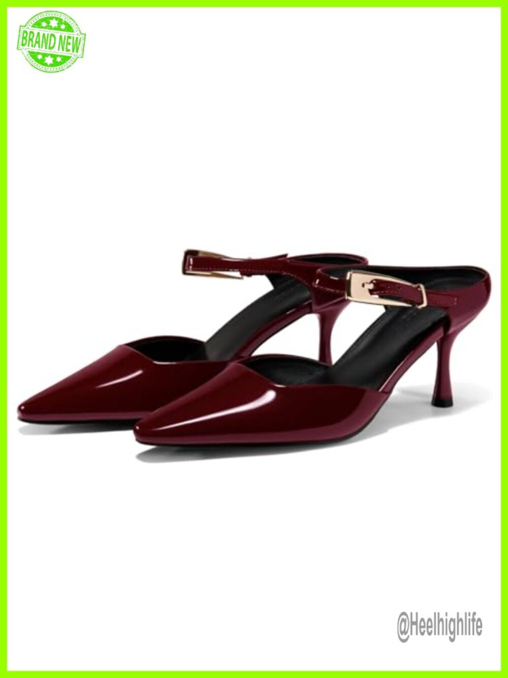 Kitten Heel Mules Pointed Toe Ankle Strap Backless Dress Pump